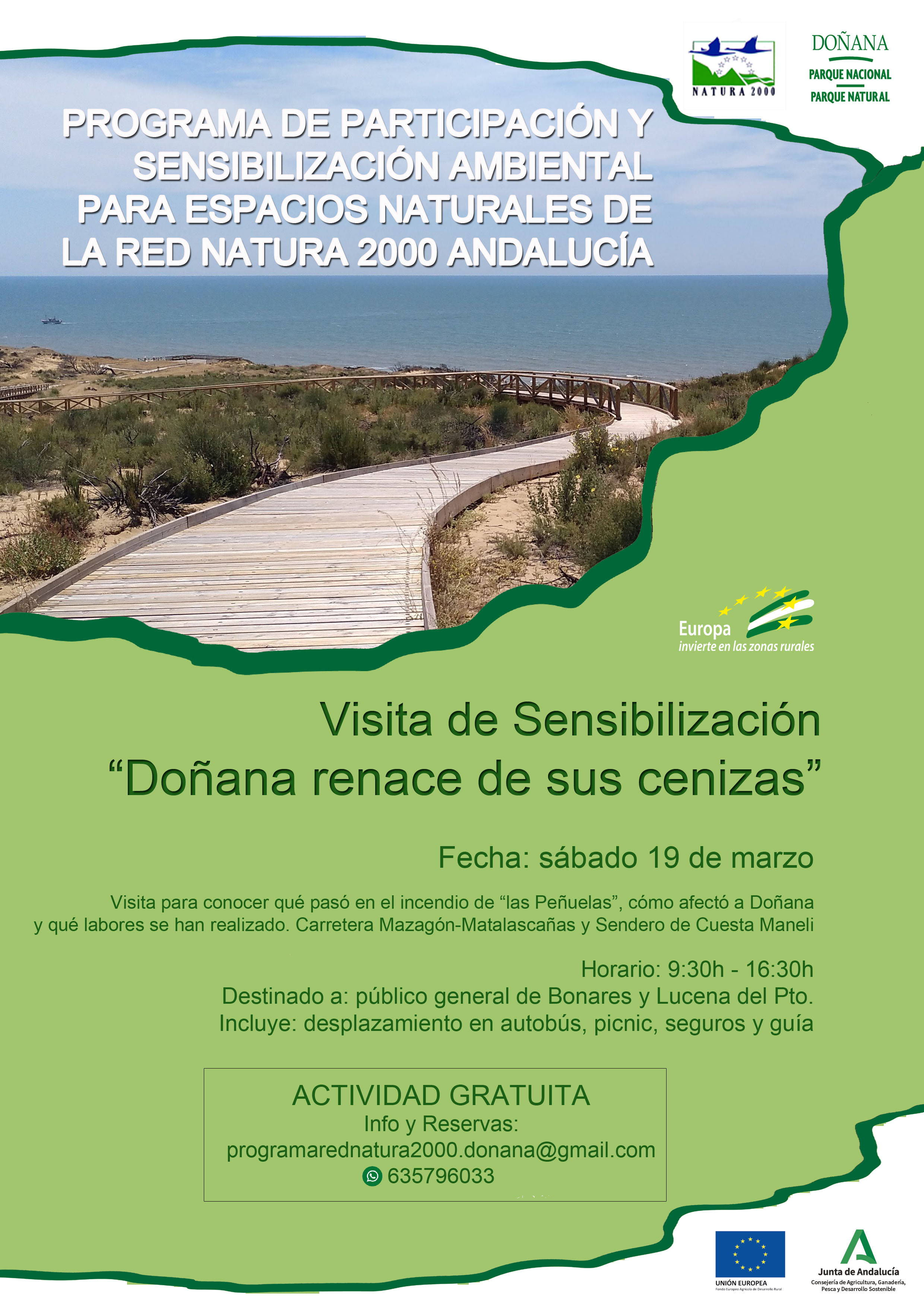 Cartel con fondo de marisma de Doñana
