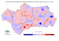 Desviaciones de la temperatura media respecto a la normal