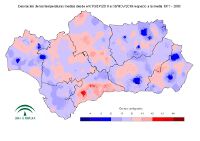 Desviaciones de la temperatura media respecto a la normal