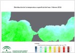 Temperatura superficial del mar (SST). Febrero 2016