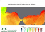 Temperatura superficial del mar (SST). Julio 2016