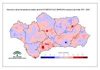 Desviaciones de la temperatura media respecto a la normal