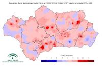 Desviaciones de la temperatura media respecto a la normal