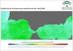 Temperatura superficial del mar (SST). Abril 2004