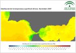 Ampliar mapa, temperatura superficial del mar (SST). Noviembre 2007