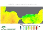 Ampliar mapa, temperatura superficial del mar (SST). Noviembre 2014