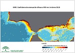 Coeficiente de atenuación difusa (K490) estacional. Invierno 2018