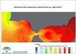 Temperatura superficial del mar (SST). Agosto 2017