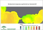 Ampliar mapa, temperatura superficial del mar (SST). Noviembre 2017