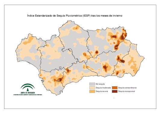 Intensidad de la sequía pluviométrica tras los meses de invierno