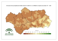 Desviación de la precipitación acumulada respecto a la normal (mm).