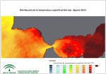 Temperatura superficial del mar (SST). Agosto 2013