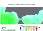 Temperatura superficial del mar (SST). Febrero 2013