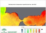 Temperatura superficial del mar (SST). Julio 2013
