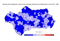 Desviaciones de la temperatura media respecto a la normal