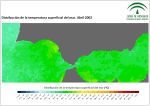 Temperatura superficial del mar (SST). Abril 2002