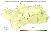 Desviación de la precipitación acumulada respecto a la normal (mm).