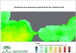 Temperatura superficial del mar (SST). Diciembre 2018