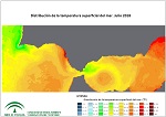 Temperatura superficial del mar (SST). Julio 2018