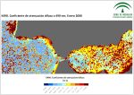 Coeficiente de atenuación difusa (K490). Enero 2000