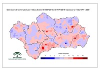 Desviaciones de la temperatura media respecto a la normal