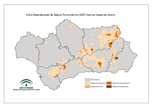 Intensidad de la sequía pluviométrica tras los meses de verano