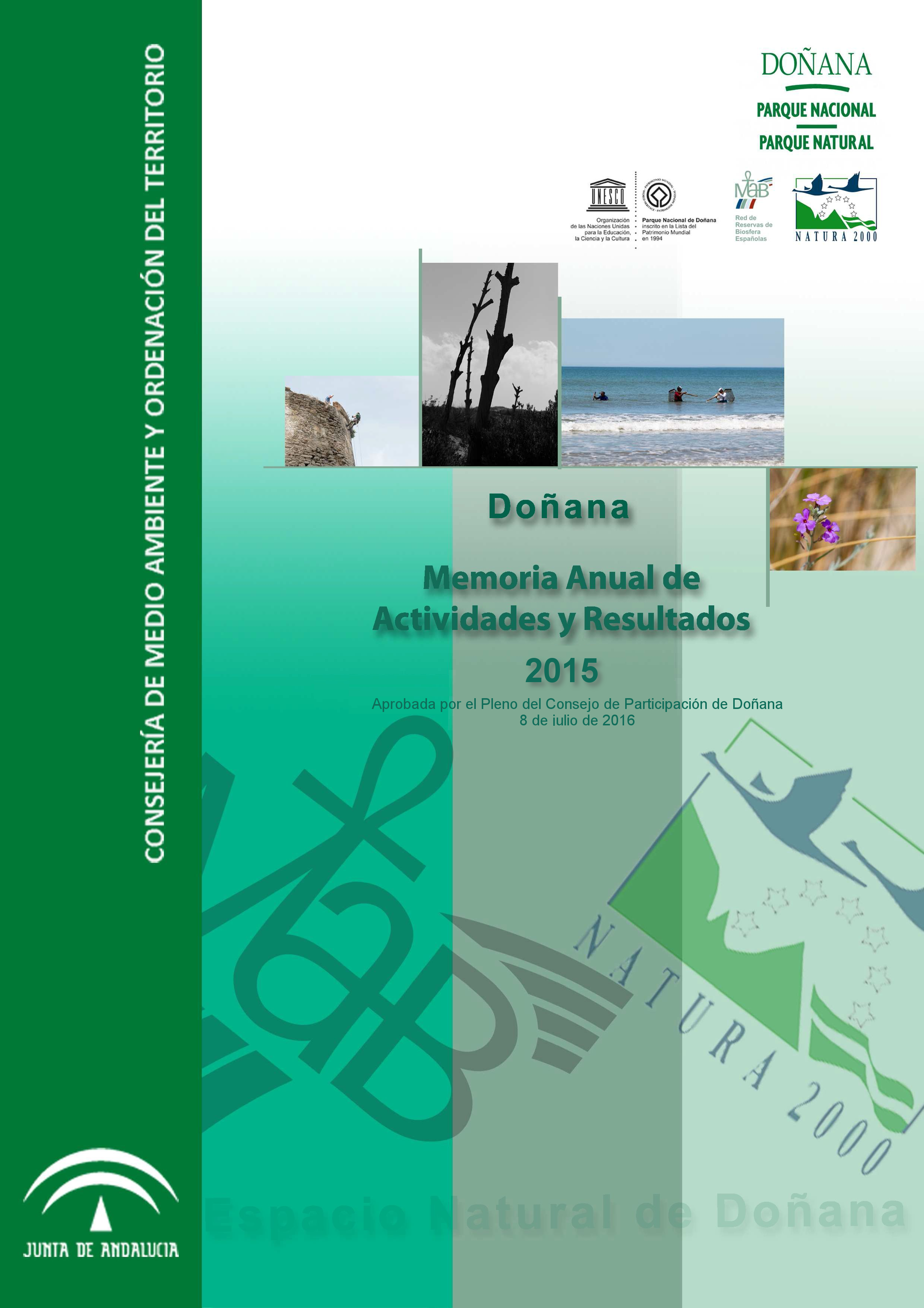 Memoria de actividades y resultados 2015. Espacio Natural Doñana