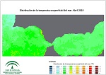 Temperatura superficial del mar (SST). Abril 2019