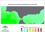 Temperatura superficial del mar (SST) estacional. Invierno 2019