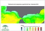 Ampliar mapa, temperatura superficial del mar (SST). Noviembre 2019