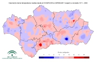 Desviaciones de la temperatura media respecto a la normal