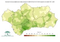 Desviación de la precipitación acumulada respecto a la normal (mm).