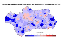 Desviaciones de la temperatura media respecto a la normal