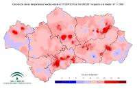 Desviaciones de la temperatura media respecto a la normal