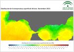 Ampliar mapa, temperatura superficial del mar (SST). Noviembre 2010