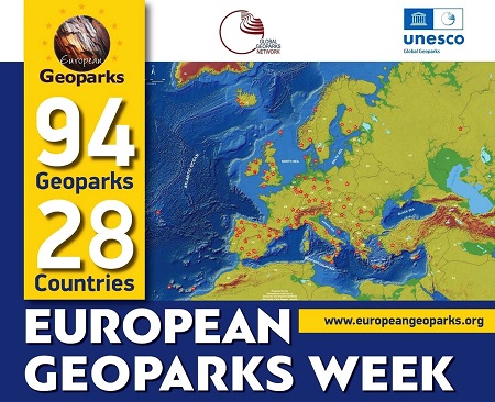 Cartel de la celebración de la Semana Europea de Geoparques 2023