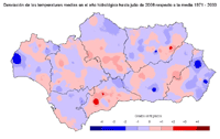 Desviaciones de la temperatura media respecto a la normal