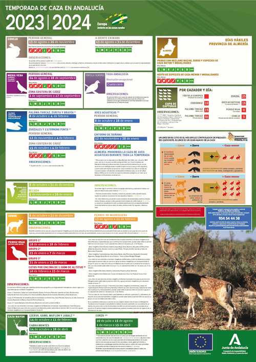 Cartel de la temporada de caza 2023-2024 en Andalucía
