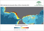 Ampliar mapa, coeficiente de atenuación difusa (K490). Noviembre 2011