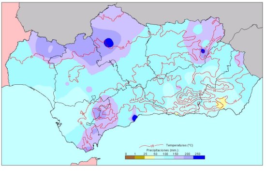 Amplia en nueva ventana: Comportamiento climatológico medio en Primavera: temperaturas medias y precipitaciones totales