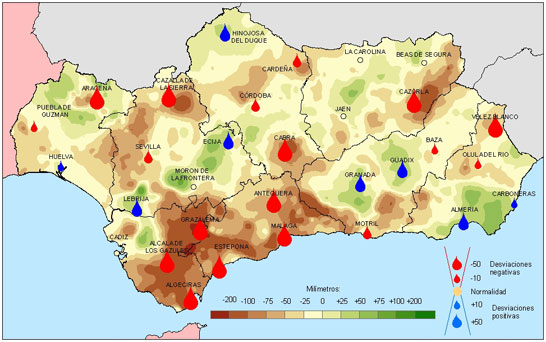 Amplia en nueva ventana: Desviación de las precipitaciones en otoño respecto a la media del periodo 1971 – 2000