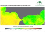 Ampliar mapa, temperatura superficial del mar (SST). Noviembre 2012