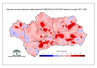 Desviaciones de la temperatura media respecto a la normal