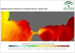 Temperatura superficial del mar (SST). Agosto 2011