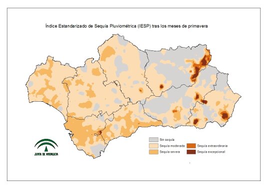 Intensidad de la sequía pluviométrica tras los meses de primavera 