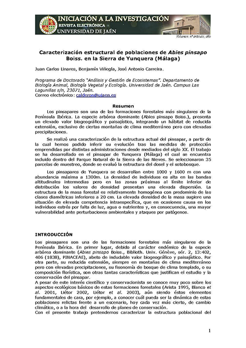 Portada de artículo científico