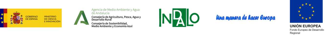 Logotipos del Gobierno de España, Agencia de Medio Ambiente y Agua, Indalo y Unión Europea