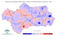 Desviaciones de la temperatura media respecto a la normal