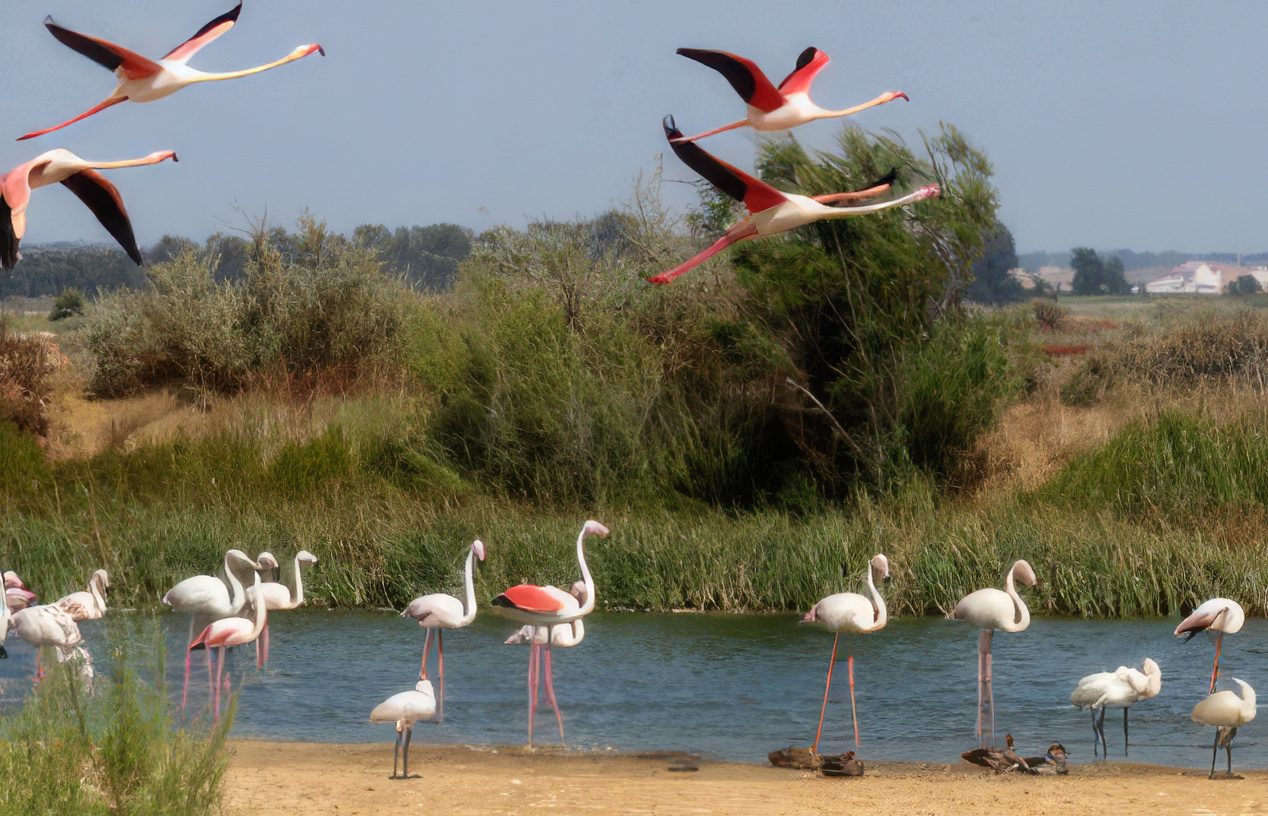 Ampliar imagen: flamencos en un humedal