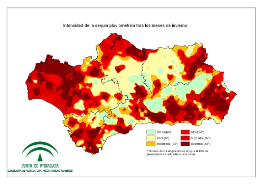 Intensidad de la sequía pluviométrica tras los meses de invierno
